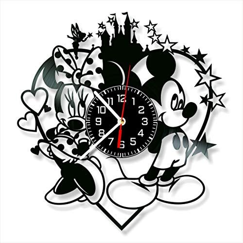 제네릭 [아마존베스트]Generic Mickey and Minnie Vinyl Clock, Mickey and Minnie Club Wall Clock 12 inch (30 cm), Original Gifts for Fans Mickey and Minnie, The Best Home Decorations, Unique Art Decor, Original I