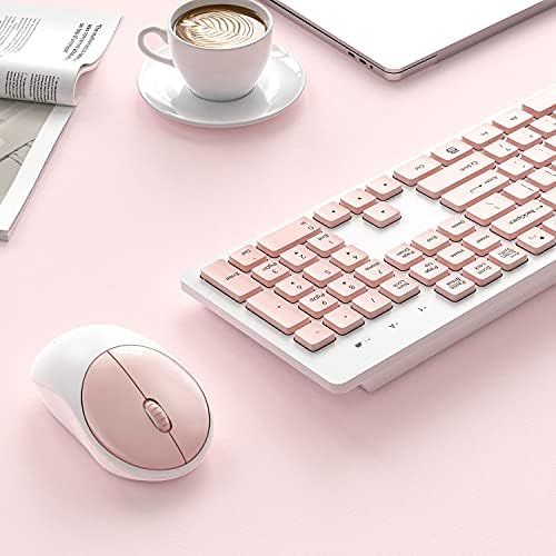  [아마존베스트]Wireless Keyboard and Mouse, WisFox Full-Size Wireless Mouse and Keyboard Combo, 2.4GHz Silent USB Wireless Keyboard Mouse Combo for PC Desktops Computer, Laptops, Windows