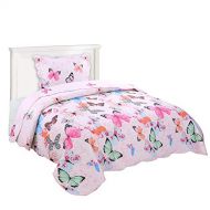 [아마존베스트]MarCielo 3 Piece Kids Bedspread Quilts Set Throw Blanket for Teens Boys Girls Bed Printed Bedding Coverlet Butterfly A72 (Twin)