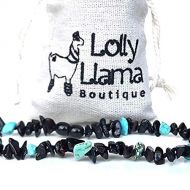 Lolly Llama Baltic Amber Teething Necklace for Babies, Anti Inflammatory Amber Chip Beads for Baby Pain Relief - Dark Cherry (11 inches)