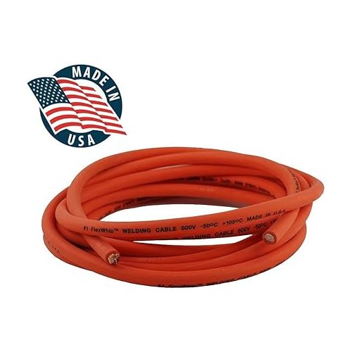  WeldingCity 25-ft 1-AWG USA-made Heavy Duty Welding Cable (Orange Red) with Stick Electrode Holder Stinger and Tweco-type Twistlock Connector Plug for Welder Whip Lead
