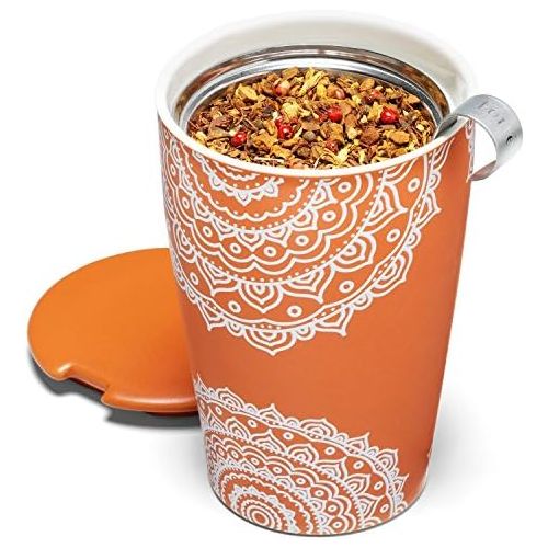  Tea Forte KATI Tasse Keramik Tee Bruehtasse mit Sieb Korb und Deckel zum Streichen, Lose Leaf Tee, Chakra