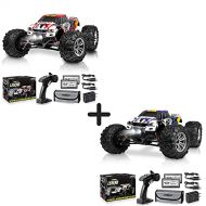 LAEGENDARY 1:10 Scale Large RC Cars 50+ kmh Speed - Boys Remote Control Car 4x4 Off Road Monster Truck Electric - All Terrain Waterproof Toys Trucks for Kids and Adults - Red-Orange and Purpl