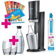 Visit the sodastream Store SodaStream Crystal 2.0 soda maker set promopack with CO2 cylinder, 2x glass carafes, 2x drinking glasses, titanium