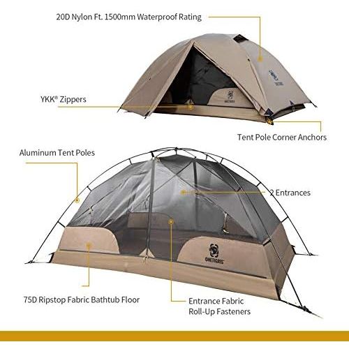  OneTigris COSMITTO 2 Person Backpacking Tent - Free Standing Lightweight Waterproof 3 Season Camping Tent for Outdoor Hiking Mountaineering