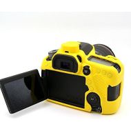 Surpassed Professional Secure Silicone Camera Cases Bag Housing Rubber Body Skin for Canon EOS 80D Digital SLR Camera Protective Case (Yellow)