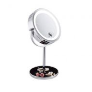 HUMAKEUP LED Lights Light Makeup Mirror Double-Sided 5 Times Magnifying Glass 360o Rotating Table Touch Sensor Mirror