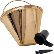 GOLDTONE Stainless Steel Coffee Filter - No.4 Cone Style Permanent Metal Reusable Coffee Filter for Cuisinart Coffee Makers - Includes Scoop and Brush