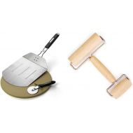 Cuisinart CPS-445, 3-Piece Pizza Grilling Set, Stainless Steel & Norpro Wood Pastry/Pizza Roller