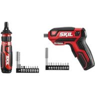 SKIL Rechargeable 4V Cordless Screwdriver with Circuit Sensor Technology & Rechargeable 4V Cordless Screwdriver, Includes 9pcs Bit, 1pc Bit Holder, USB Charging Cable - SD561801