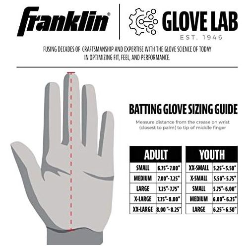  Franklin Sports MLB Digitek Batting Gloves ? Batting Glove ? Tri-Curve Technology Fit ? Custom-Sized Batting Gloves ? Genuine Leather Heel Pad ? Etched Microfiber Palm