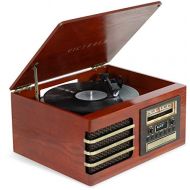 Victrola Wooden Music Center + Improved Stereo Sound, Bluetooth Out, Improved Platter (Ellington), Mahogany (VTA-380SB-MAH-SDF)