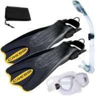ZEEPORTE Cressi Snorkeling Dive Mask Fins Dry Snorkel Gear Set, YL-LXL