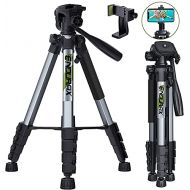Endurax 66 Video Camera Tripod Compatible with Canon Nikon Lightweight Aluminum Travel DSLR Camera Stand with Universal Phone Holder Mount and Carry Bag