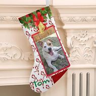 XOZOTY Personalized Christmas Stocking Christmas Snowflake Crutch Custom Name&Potot Socks Xmas Tree Fireplace Hanging Party Decor Gift 17.52 x 7.87 Inch