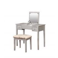 Linon Vanity and Stool in Silver