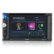 JENSEN CDR462 6.2 inch LED Multimedia Touch Screen Double Din Car Stereo CD & DVD Player Push to Talk Assistant Bluetooth Hands Free Calling & Music Streaming Backup Camera InputUS