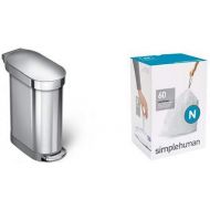 simplehuman 45 litre slim step can brushed stainless steel + code N 60 pack liners