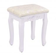 Casart Vanity Stool Makeup Bench Dressing Stools Retro Wave Foot Floor Pad for Scratch Solid Pine Wood Legs Thick Padded Cushioned Chair Piano Seat Bathroom Bedroom Large Vanity Be