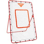 GoSports Baseball & Softball Pitching and Fielding Rebounder Trainer - Adjustable Angle Pitch Back Return Net - Practice Grounders, Pop Flies, Line Drives and More, Red