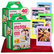 Fujifilm Instax Mini Instant Film (40 Sheets) Instax Mini with 5 Picture Frames + FiberTique Cleaning Cloth
