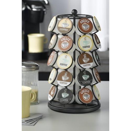  Nifty Solutions Nifty Coffee Pod Carousel ? Compatible with K-Cups, 35 Pod Pack Storage, Spins 360-Degrees, Lazy Susan Platform, Modern Black Design, Home or Office Kitchen Counter Organizer