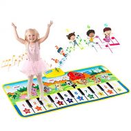 [아마존베스트]EXTSUD Piano Mat,Musical Keyboard Playmat Electronic Music Play Blanket Dance Mat Early Educational Toys for Boys Girls Birthday Xmas Gifts for Kids