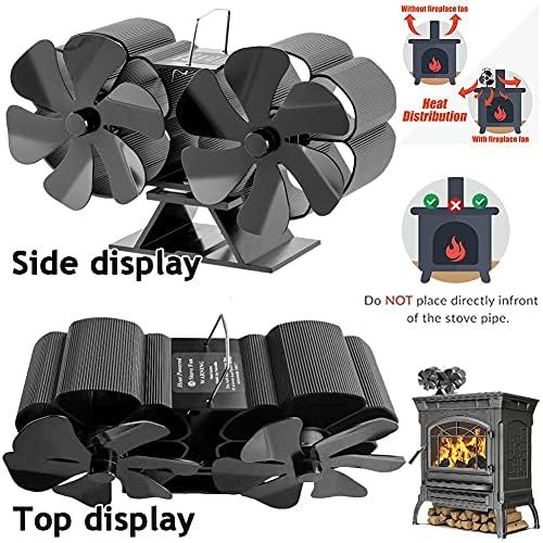 EastMetal 12 Blade Stove Fan, Upgrade Double Head Fireplace Fan, Log Burner Fan, Silent Operation Efficient Heat Distribution No Battery or Electricity Required, for Wood/Log Burne