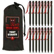 Wise Owl Outfitters Tent Stakes - 16 Pack, Lightweight, Heavy Duty Camping Stakes for Outdoor Tent & Tarp - Essential Camping Accessories