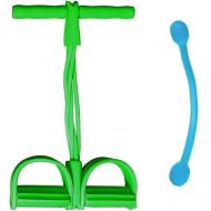 KEVENZ Pedal Resistance Band, 4-Tube Natural Latex Yoga Pedal Puller Resistance Band Comes with Elastic Pull Rope, Fitness Equipment for Abdomen, Waist, Arm, Yoga Stretching Slimming Training, Green