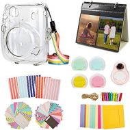 MUZIRI KINOKOO Mini 11 Accessories Bundle for Fujifilm Instax Mini 11 Protective Case with 8 Useful Accessories Camera Bag Kit, 4 Colors Filter Lens-Transparent case+Pink Selfie Le
