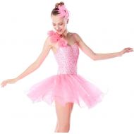 MiDee Ballet Tutu Dress Dance Costume One Shoulder Floral Sequined Sweetheart