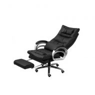Hongyuantongxun Computer Chair Home Office Chair Reclining PU Leather Swivel Chair Massage Footrest Business Chair (Color : Black, Size : 65115cm)