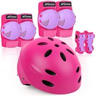 KUYOU Kids Protective Gear Set,Helmet Knee Pads Elbow Pads Wrist Pads for Bike Roller Skating Skateboard BMX Scooter Cycling (3-8 Years Old)
