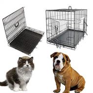 MISC 2 Door 4Ft Dog Crate Black, 48 Dog Cage with Divider Metal Pet Kennel Folding for Small Dogs, XXL Plastic Iron