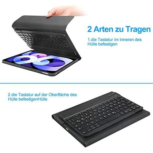  [아마존베스트]SENGBIRCH Keyboard Case for iPad Air 4 10.9 2020, Bluetooth Keyboard with iPad Protective Case (Illuminated Keyboard German Layout) Compatible with iPad Air 4 & iPad Pro 11 1&2 Gen