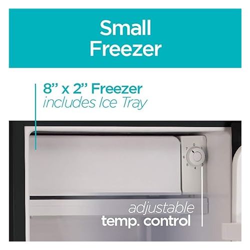  BLACK+DECKER BCRK32B Compact Refrigerator Energy Star Single Door Mini Fridge with Freezer, 3.2 Cubic Feet, Black