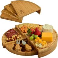 [아마존베스트]Picnic at Ascot Patented Personalized Monogrammed Engraved Bamboo Cheese/Charcuterie Board with Cheese Knives- Designed & Quality Checked in the USA
