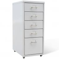 Sylvia Fred Hanging File Cabinet with 5 Drawers Gray Metal Office Storage Organizer with Castors,Size:11 x 16.1 x 27