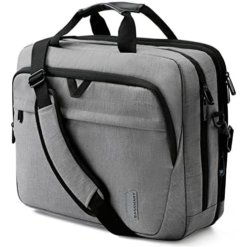  [아마존베스트]17.3 Inch Laptop Bag,BAGSMART Large Expandable Briefcase Business Travel Bag Computer Office Bag Shoulder Bag for Men Women Water Resistant Anti Theft Durable,Grey