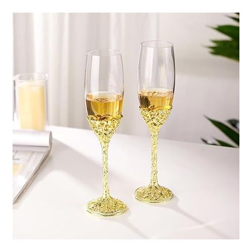 Wedding Champagne Flutes & Toasting Champagne Glasses Set of 2