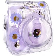 Elvam Camera Case Bag Purse Compatible with Fujifilm Mini 11 / Mini 9 / Mini 8/8+ Instant Camera with Detachable Adjustable Strap - Purple Flower
