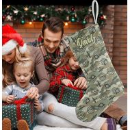 XOZOTY Personalized Military Badges Camo Christmas Stockings Customized Xmas Festive Gifts Home Fireplace Decor 17.52 x 7.87 Inch
