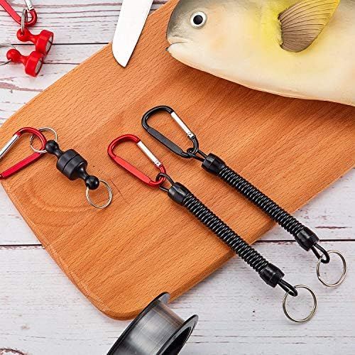  [아마존베스트]Gejoy 2 pieces magnetic net release holder metal net release clip keychain hook with 2 pieces spiral clip spring coils key chain for fly fishing climbing.