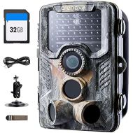 [아마존베스트]Crenova 20MP wildlife camera with 32GB SD card, 47 pcs, 940 nm, IR LEDs 20 m night vision and IP66 waterproof, hunting game camera.