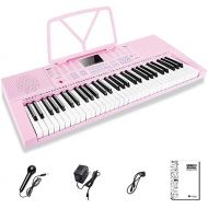 [아마존베스트]Digital Electric Keyboard Piano, Premium 49-Key Portable Electronic Keyboard Piano for Beginners, Adapter & Battery Power Supply, Pink, by Vangoa