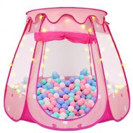 [아마존베스트]Pop Up Princess Tent, ZUOSEN Ball Pit Kids Play Tent with Star Light for Girls, Foldable and Portable Toddler Girl Toys with a Carrying Bag, Indoor and Outdoor Playhouse Girl Gift