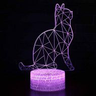 KAIYED Decorative Table Lamp Guardian Cat Theme 3D Lamp Led Night Light 7 Color Change Touch Mood Lamp Christmas Present