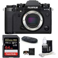 FUJIFILM X-T3 Mirrorless Digital Camera Body (Black) Bundle, Includes: SanDisk 64GB Extreme PRP SDXC Memory Card, Card Reader, Memory Card Wallet and Lens Cleaning Kit