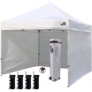 Eurmax USA 10x10 Ez Pop-up Canopy Tent Commercial Instant Canopies with 4 Removable Zipper End Side Walls and Roller Bag, Bonus 4 SandBags(White)